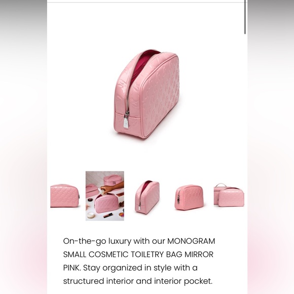 Glamaholic Lifestyle Powder Pink Small Monogram Toiletry Bag/Clutch - Picture 3 of 15